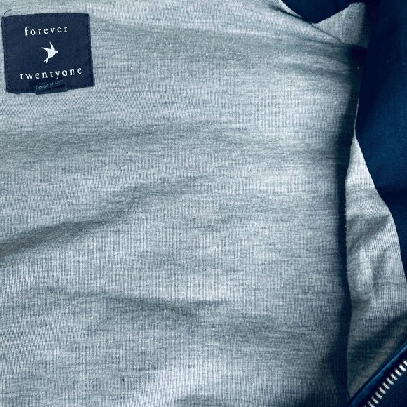 Forever 21 Ladies Military Jacket Hooded  Size M Blue Drawstring Waist Pockets - Picture 11 of 14